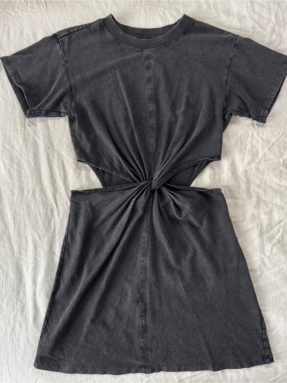 L*SPACE twist front cutout mini dress in washed black - size M